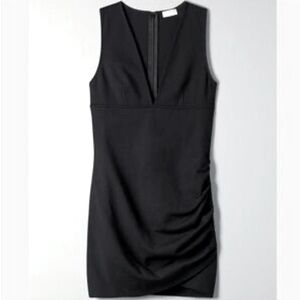 Aritzia Babaton Harrington Black Mini Sleeveless V-Neck Dress Size 8